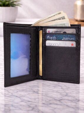 Genuine Leather Men Credit Card Case,ID holder with Black Color